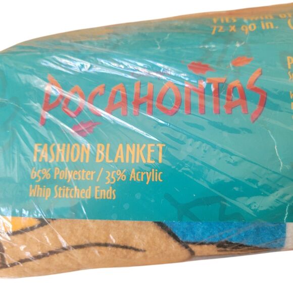 Rare NWT Vintage 1995 Disney Pocahontas Twin/Full Blanket –Holiday Gift - Picture 5 of 9